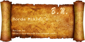Borda Miklós névjegykártya