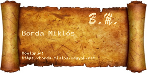 Borda Miklós névjegykártya